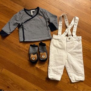 Janie & Jack Gap Baby Boys Kimono Tiger Shirt Overall Pants Booties Lot 3 6 mos